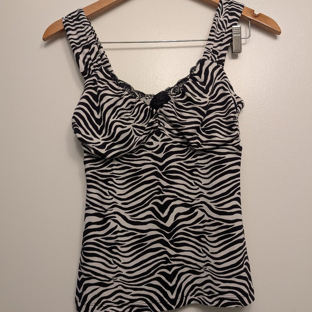 White house black market Lace-Trim Zebra Cami